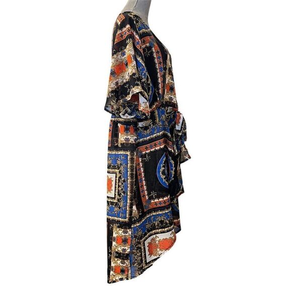 LIVE 4 TRUTH Women's 3X Royal Print Kimono Caftan Maxi Dress - Picture 4 of 10